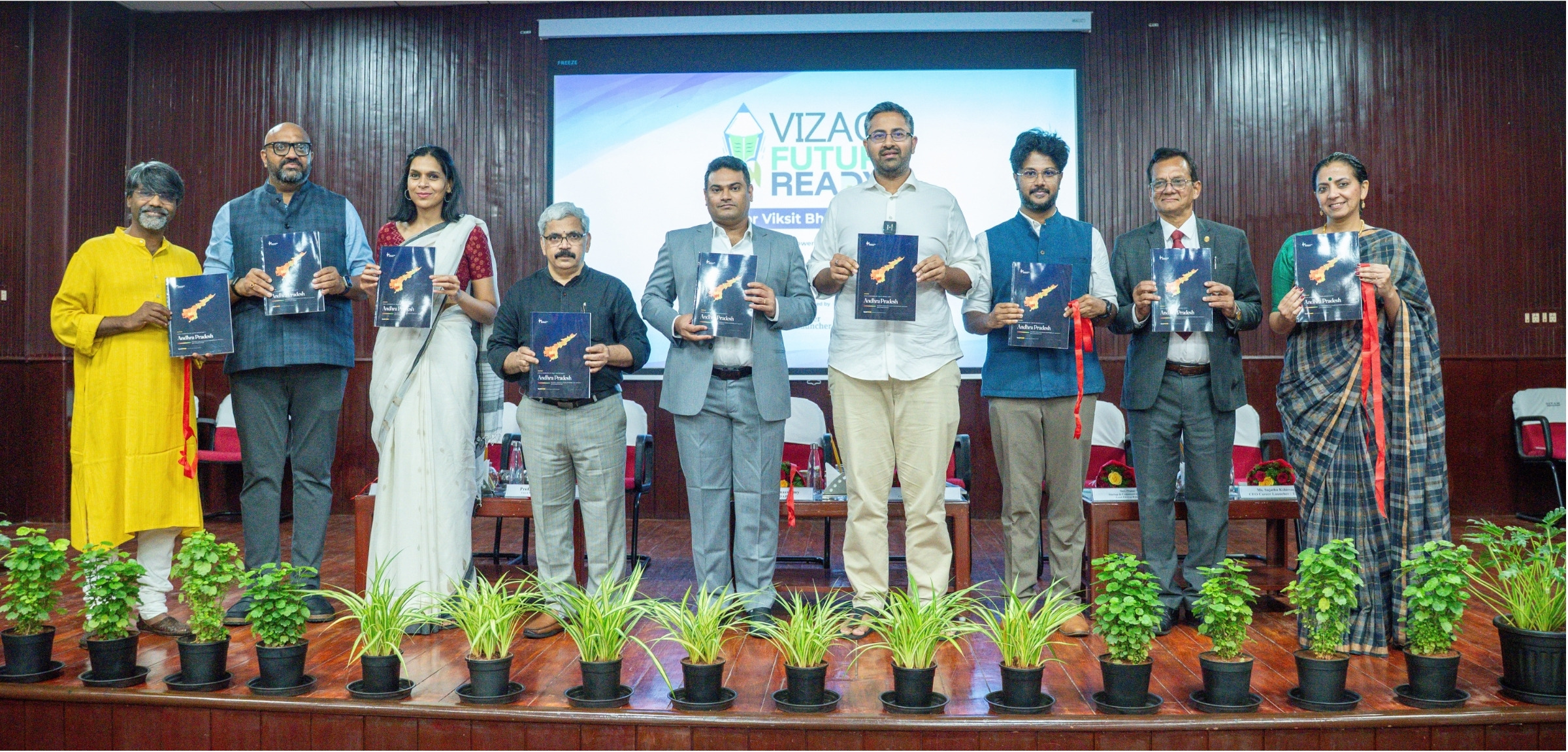 Released in Visakhapatnam on 21 September 2026 at GITAM by M. Sribharat, Member of Parliament from Visakhapatnam and President, GITAM, with Ruchi Gupta, Executive Director, Future of India Foundation; Prof. G.P. Raja Sekhar, Vice-Chancellor, Andhra University; P. Narayana Swamy, CEO, SEEDAP; Raja P Pappu, Dean, GITAM School of Business; Prof. K.V. Ravi Kumar, Dean and Registrar, Centurion University, Vizianagaram; Pranay VK, Startup & Communications Strategy Lead, EkStep Foundation; Satya Narayanan R, Founder and Chairman, CL Educate Limited; and Sujatha Kshirsagar, CEO, Career Launcher / TalEvate.