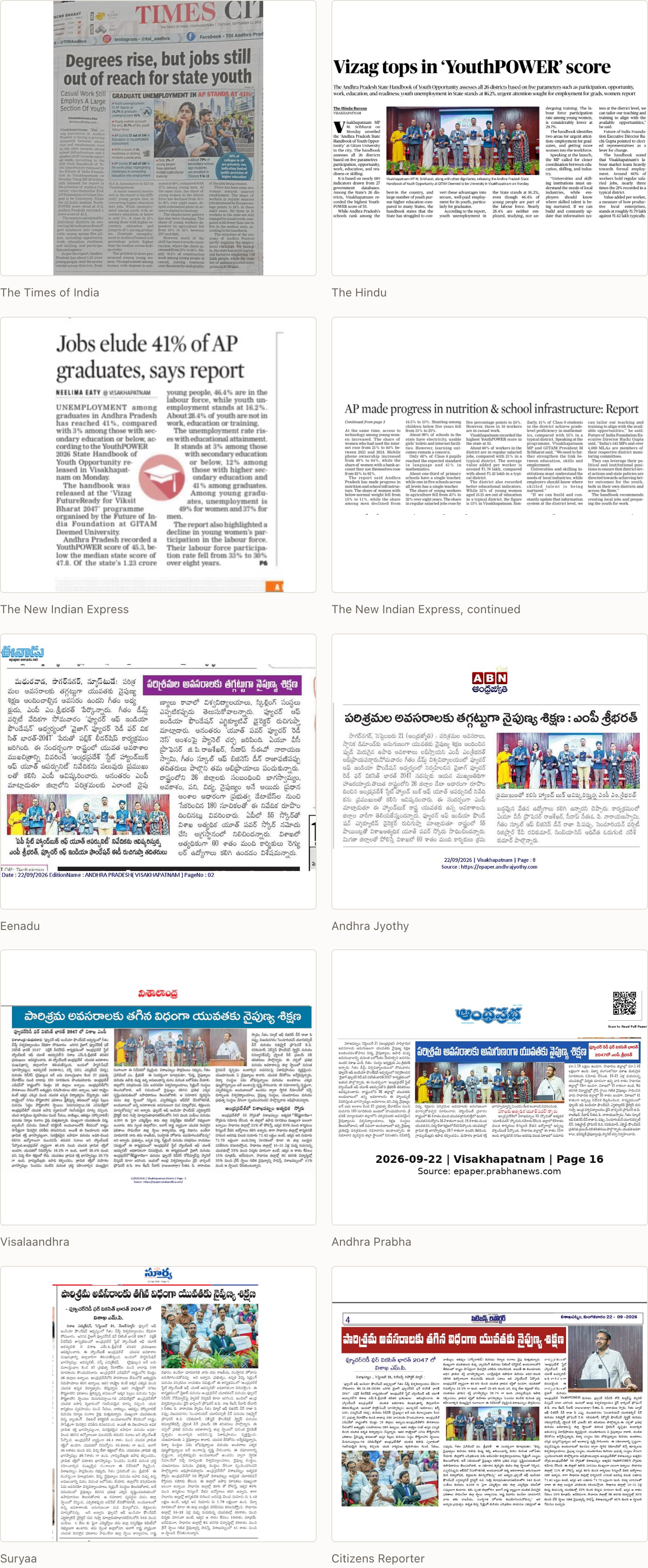 Coverage of the Andhra Pradesh Handbook of Youth Opportunity